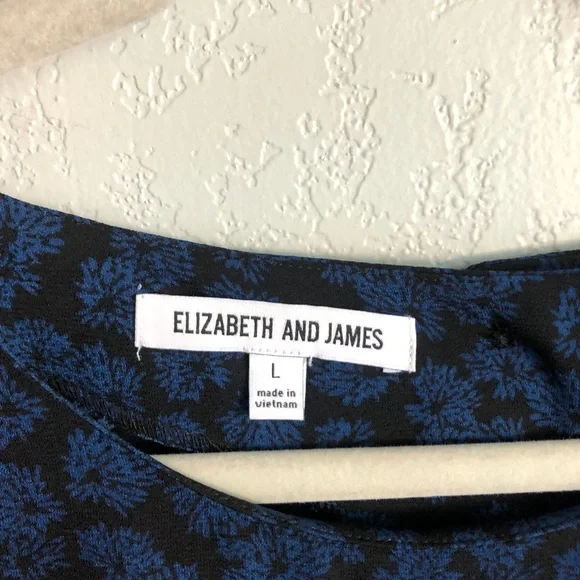 ELIZABETH and James Blue & Black Floral Button Back Maxi Dress L Modest Prairie - Picture 7 of 10